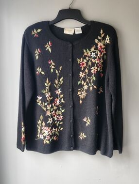 Vintage Tradition Plus Embroidered Beaded Cardigan Sweater